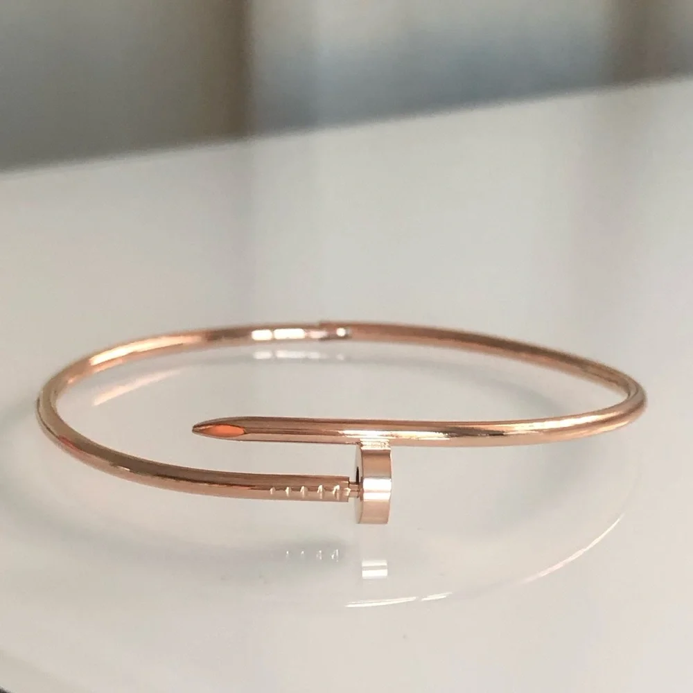 Rose Gold Small Model Nail Bracelet - Picture 3 of 9